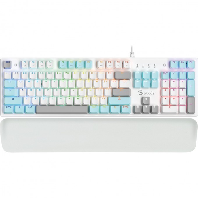 Клавиатура A4TECH BLOODY механическая белый USB FOR GAMER LED подставка для запястий S515R ICY WHITE Клавиатура A4TECH BLOODY механическая белый USB FOR GAMER LED подставка для запястий S515R ICY WHITE