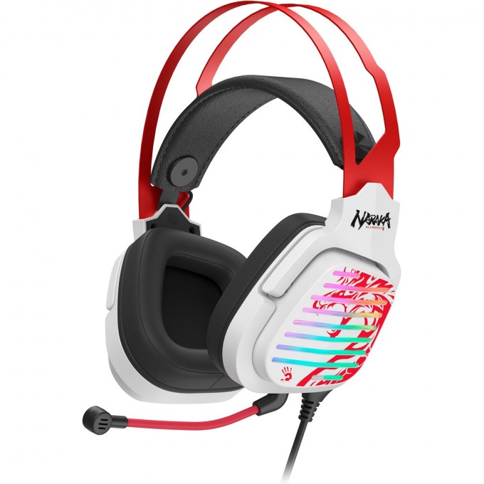 Наушники с микрофоном A4TECH BLOODY G560 белый/красный 2м мониторные оголовье () G560 NARAKA Наушники с микрофоном A4TECH BLOODY G560 белый/красный 2м мониторные оголовье () G560 NARAKA